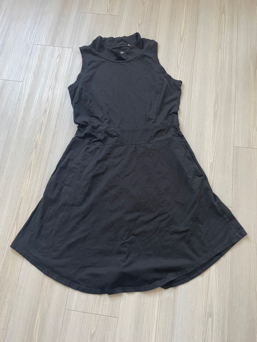 Toad&Co Cotton Mock Neck Black A-Line Skirted Dress